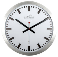 Comnox - Wandklok - Nauwkeurige tijdsbewaking - Comfort & rust - Diameter 35 cm - Wit aluminium - Atomic, DCF, CET