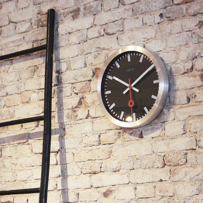 Comnox - Station - Wandklok & Tafeldekstop - Stil, Krachtig Design - Geen Tikkende Geluid - Aluminium - Zwart - Wall Clock