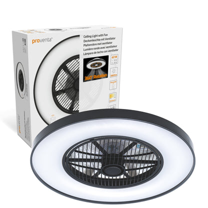 Proventa 3D Air Plafondlamp met Ventilator 60cm - Full room luchtcirculatie - Zomer & Winterstand – Licht en kleurtemperatuur instelbaar