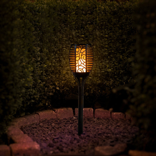 3in1 Solar Tuinlamp Fakkel met sensor - Priklamp, Wandlamp en tafellamp in 1 - 41 cm