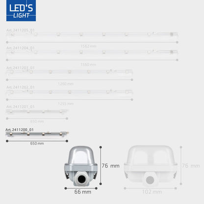 4 PACK - LED's Light Complete LED TL lamp met LED buis 60 cm - Binnen en buiten - 1100 lm - 1x6W