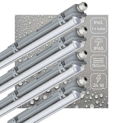 4 PACK - LED's Light LED TL 4  armaturen met lampen 150 cm - Koud wit licht 6500 K - Waterdicht - Complete set - 4 stuks