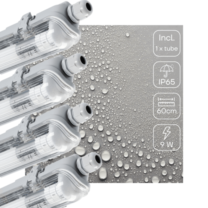 4 PACK - LED's Light LED TL armatuur 60 cm compleet met LED TL buis - 1080lm - 9W - 4000K