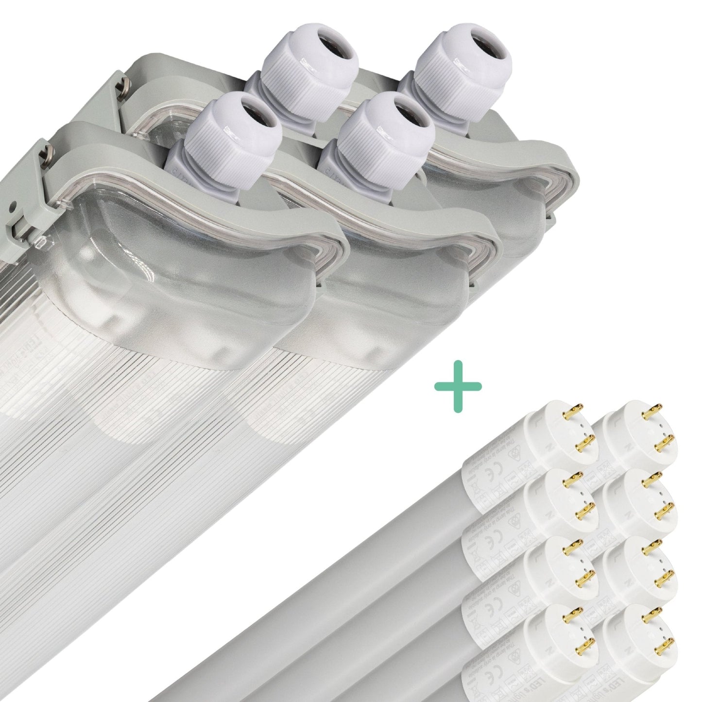 Comnox - LED TL dubbel armatuur 60 cm - Gemakkelijk te installeren - Duurzaam - 2160 lm - 9W - IP65 - Zwart
