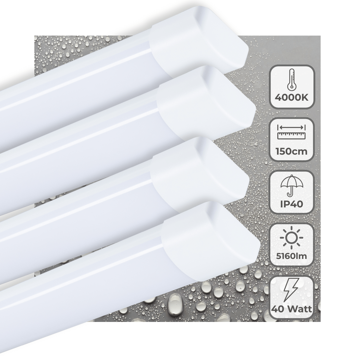 4 PACK - LED's Light LED TL lamp 150 cm voor binnen - Complete LED TL verlichting - 5160 lm