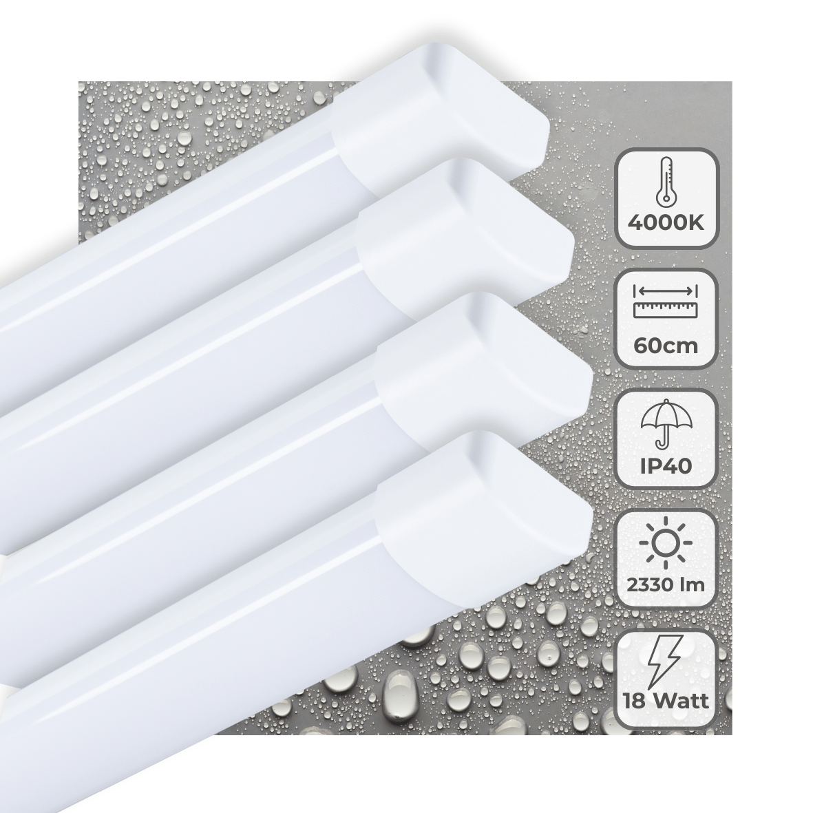 4 PACK - LED's Light LED TL lamp 60 cm voor binnen - Complete LED TL verlichting - 2330 lm