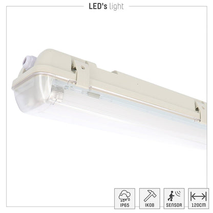 Comnox - LED's Light TL armatuur met sensor – Comfortabele buitenverlichting – Waterdicht – 120 cm – 14W per buis – 4000K – Lumen en sensoren