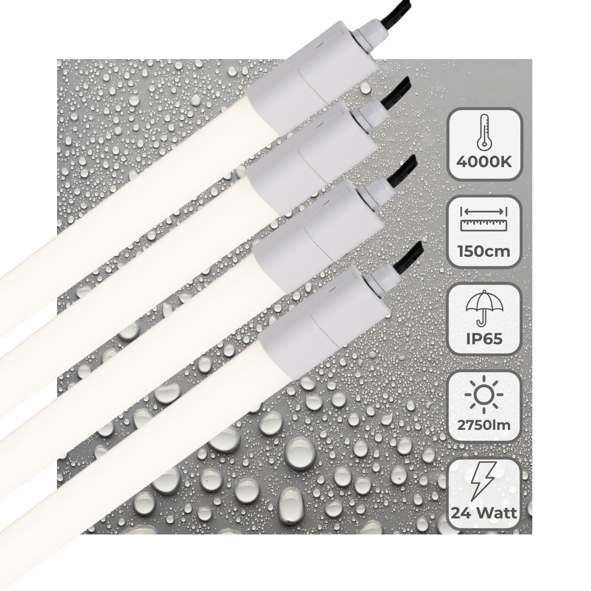 LED buislamp 150cm IP65 4000K 2750lm 24W