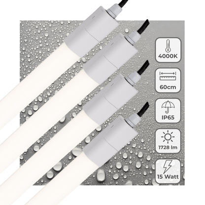 4 PACK - LED's Light LED TL verlichting compleet 60 cm - Geschikt voor buiten en binnen - 1725 lm
