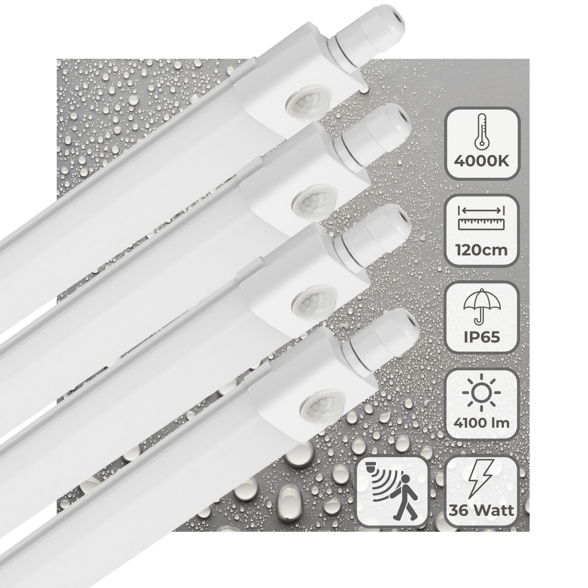 4 PACK - LED's Light LED TL verlichting met sensor 120 cm - Bewegingssensor en bewegingsdetectie - 4100 lm