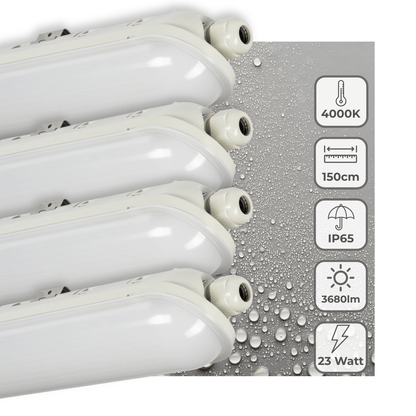 4 PACK - LED's Light Pro Premium LED TL armatuur compleet 150 cm - Waterdicht - 3680 lm