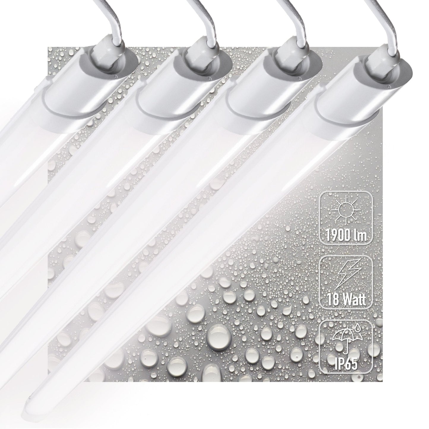 4 PACK - LED's Light TL Licht balk 120 cm - Geschikt voor alle binnen en vochtige ruimtes - 18W - IP65