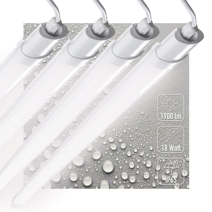 4 PACK - LED's Light TL Licht balk 120 cm - Geschikt voor alle binnen en vochtige ruimtes - 18W - IP65