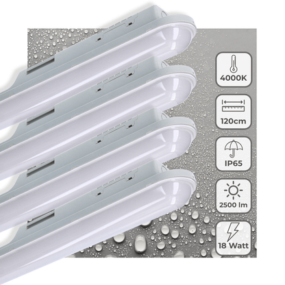 Set van 4 LED TL-armaturen – 120 cm – IP65