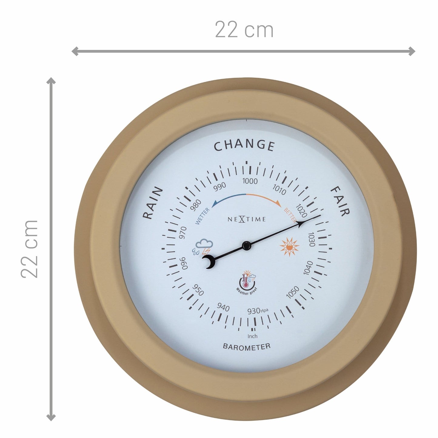 NeXtime Orchid Barometer - Weerbestendig en Robuust - 22cm Metaal