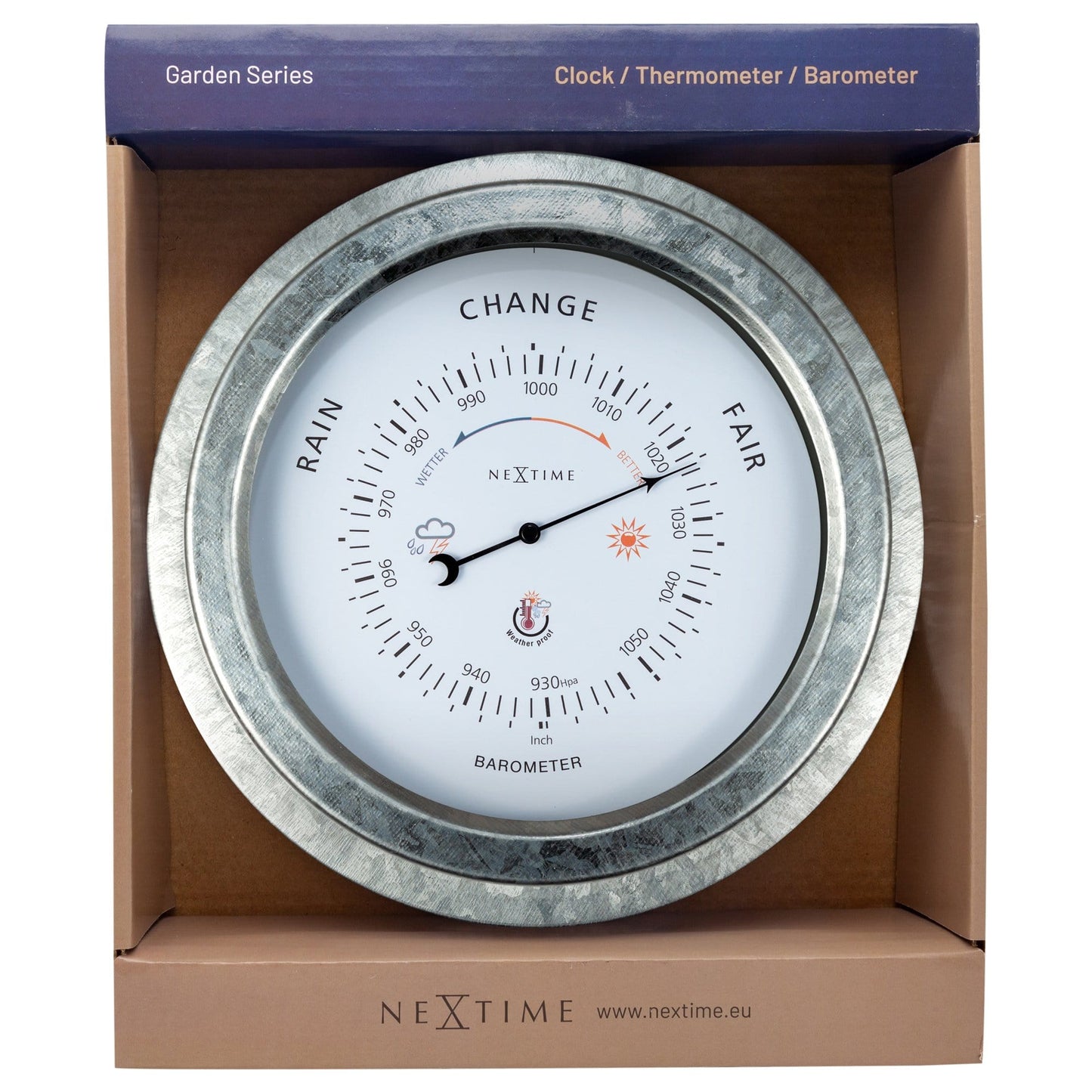 NeXtime Orchid Barometer - Weerbestendig en Robuust - 22cm Metaal