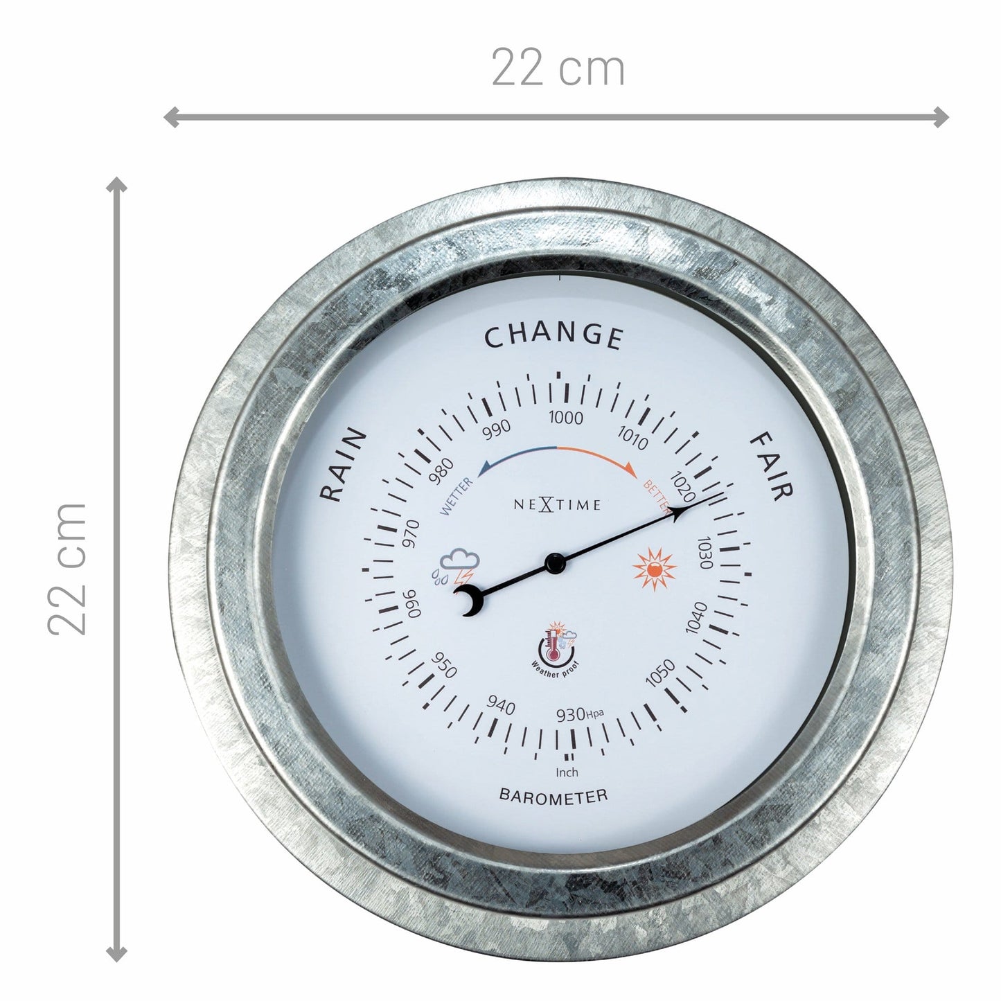 NeXtime Orchid Barometer - Weerbestendig en Robuust - 22cm Metaal