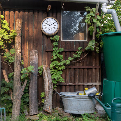 Comnox - Hyacinth - Buitenwandklok met Thermometer & Hygrometer - Weerbestendig - Met grote 40,5 cm diameter - Comfort & Veiligheid