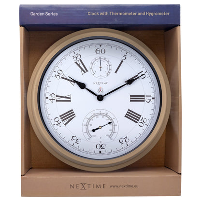 NeXtime Hyacinth - Weerbestendige Tuinklok met Thermometer en Hygrometer - 40.5 cm