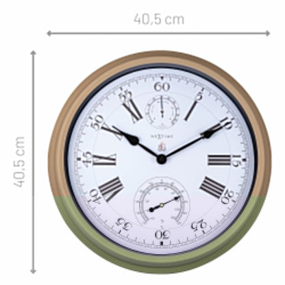 NeXtime Hyacinth - Weerbestendige Tuinklok met Thermometer en Hygrometer - 40.5 cm