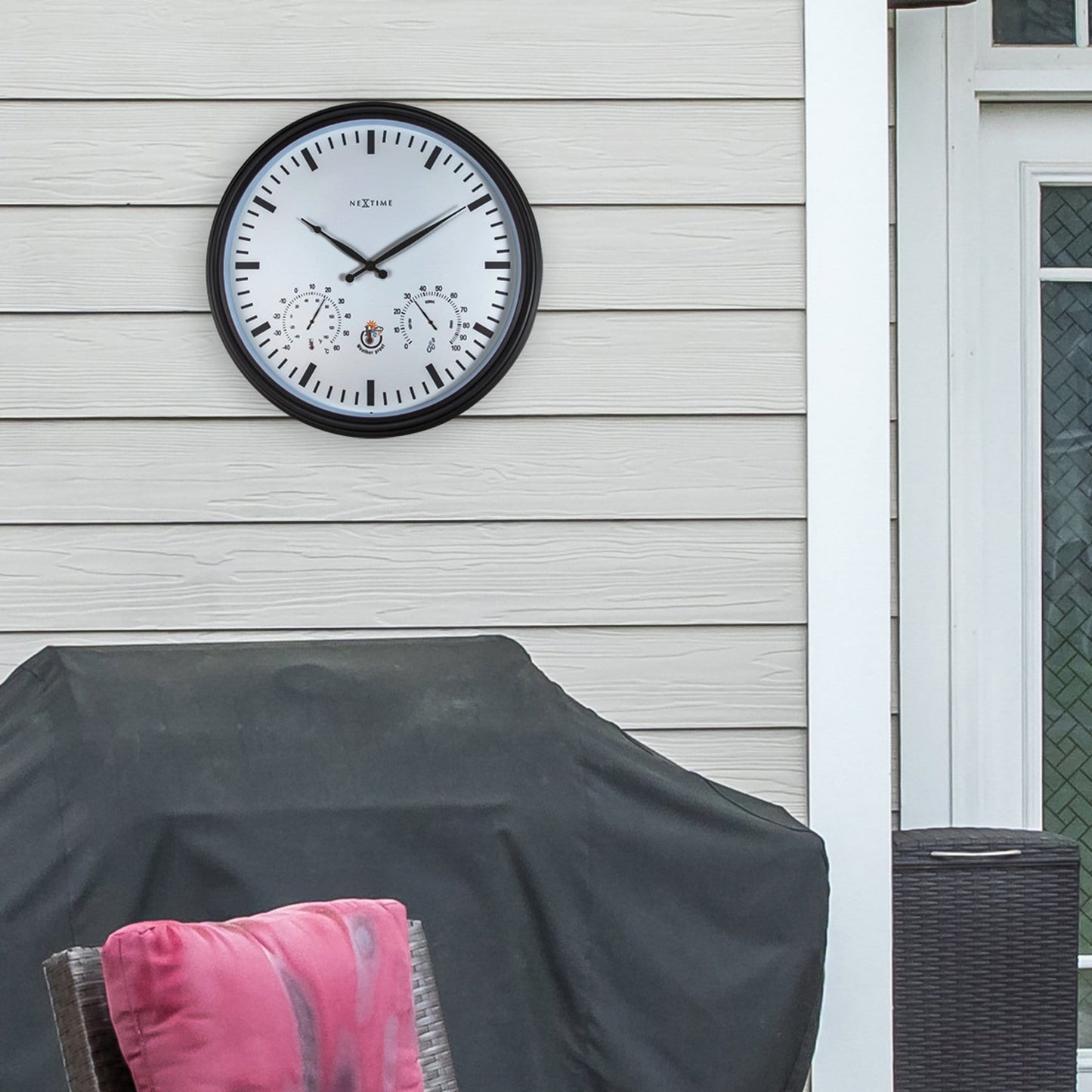 NeXtime Sunflower - Weerbestendige Tuinklok met Thermometer en Hygrometer - 50,8 cm
