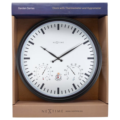NeXtime Sunflower - Weerbestendige Tuinklok met Thermometer en Hygrometer - 50,8 cm