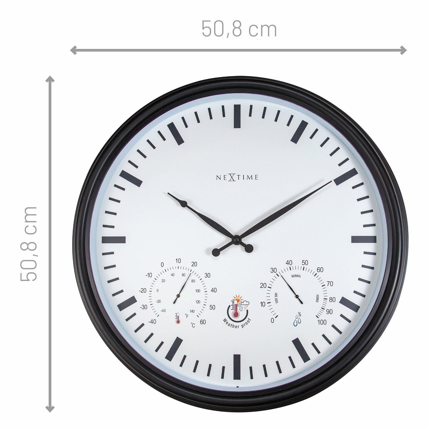 NeXtime Sunflower - Weerbestendige Tuinklok met Thermometer en Hygrometer - 50,8 cm