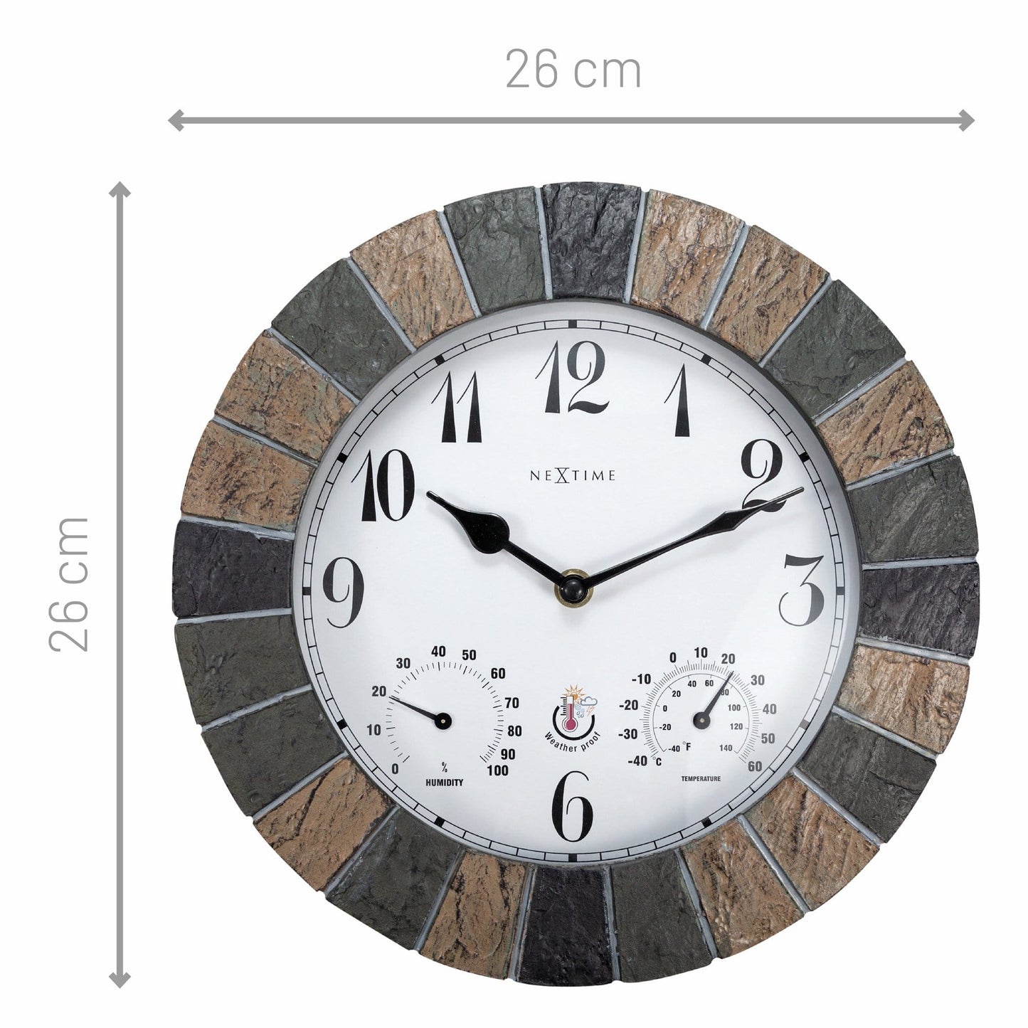 NeXtime Aster - Weerstation en Wandklok - Weatherproof - 26cm