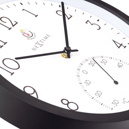 NeXtime Marigold - Weerbestendige wandklok met thermometer - 30.5 cm