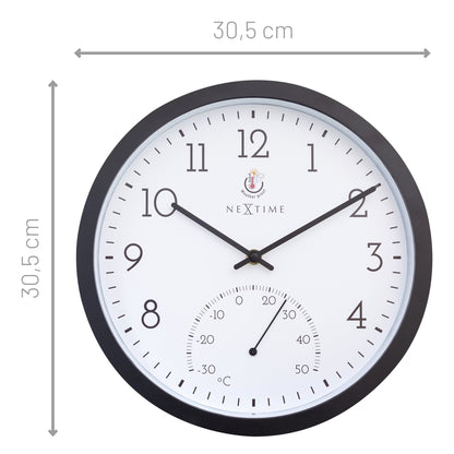 NeXtime Marigold - Weerbestendige wandklok met thermometer - 30.5 cm