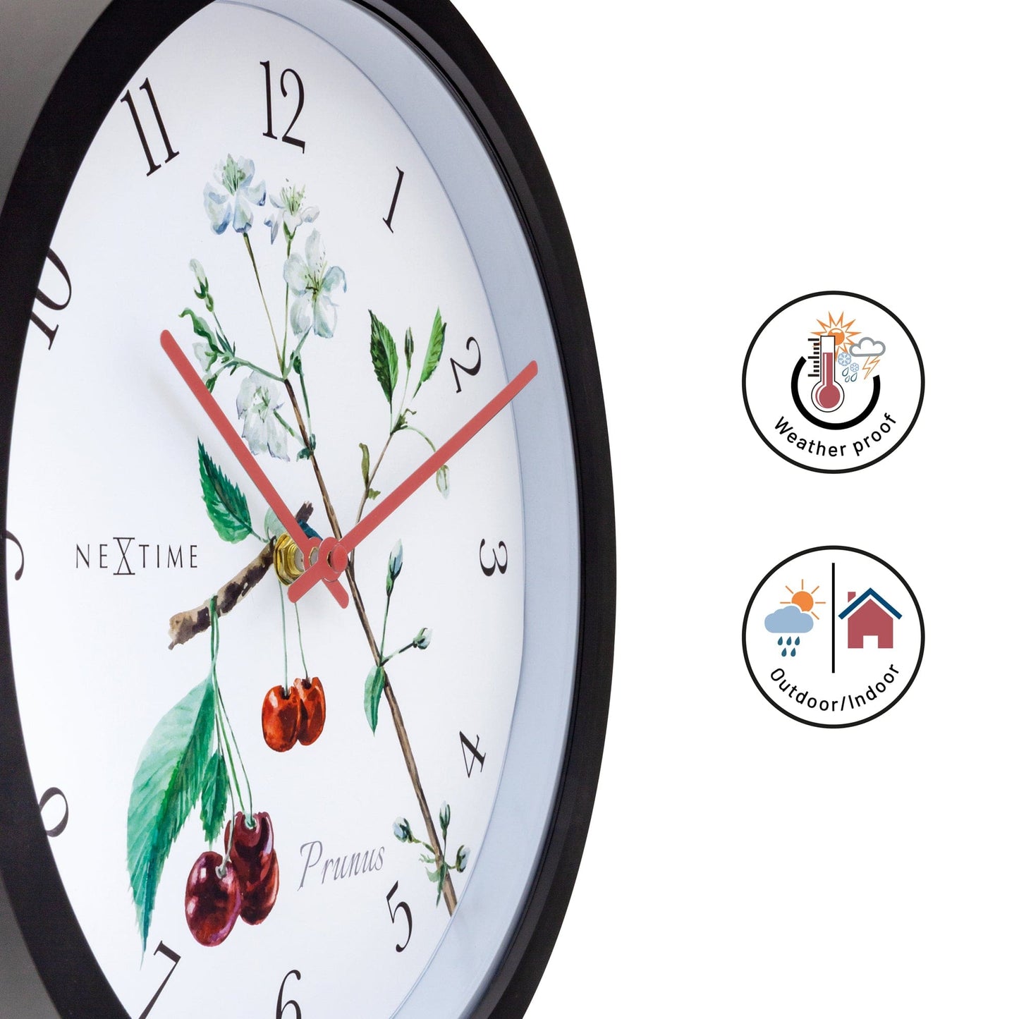 NeXtime Prunus - Weerbestendige wandklok met kersenbloesem - 30,5 cm