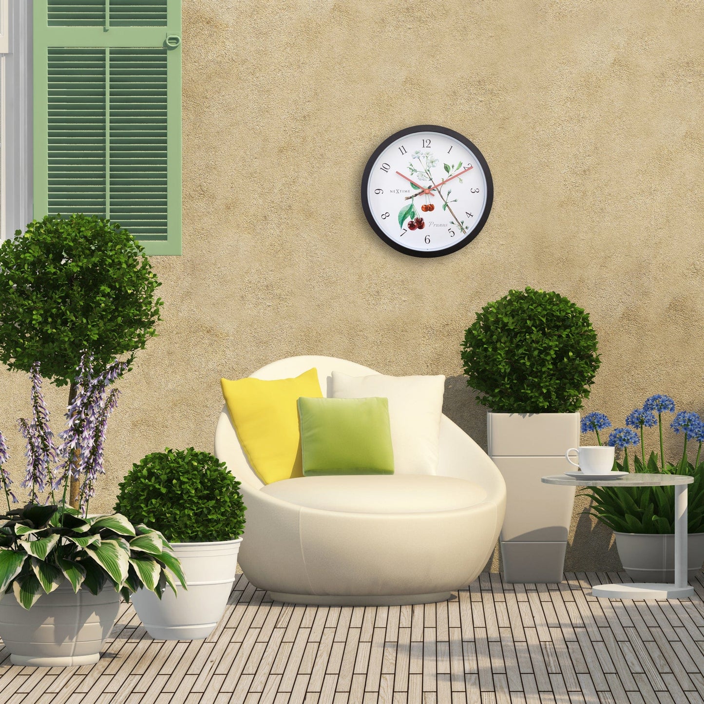 NeXtime Prunus - Weerbestendige wandklok met kersenbloesem - 30,5 cm