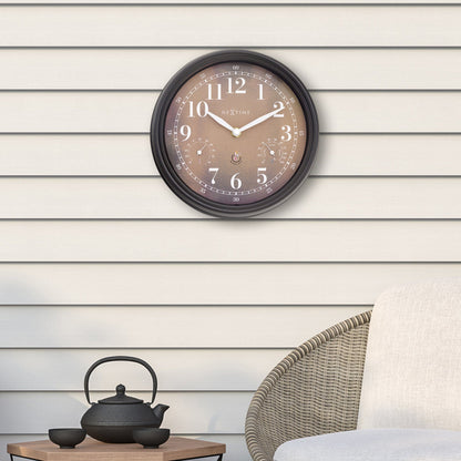 Comnox - Weatherstation - Wandklok met Thermometer en Hygrometer - Comfort & Veiligheid - 23,5 cm - Black/Brown - Outdoor timer