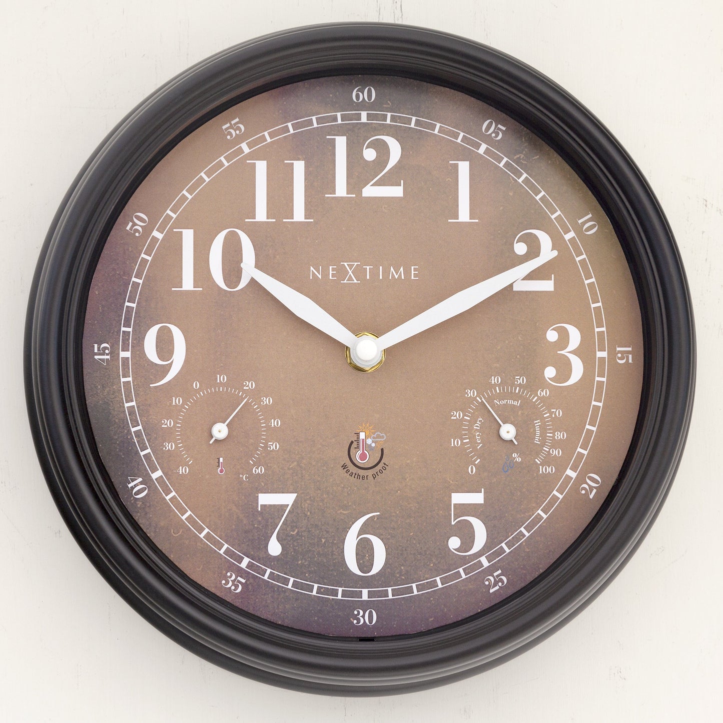 Comnox - Weatherstation - Wandklok met Thermometer en Hygrometer - Comfort & Veiligheid - 23,5 cm - Black/Brown - Outdoor timer