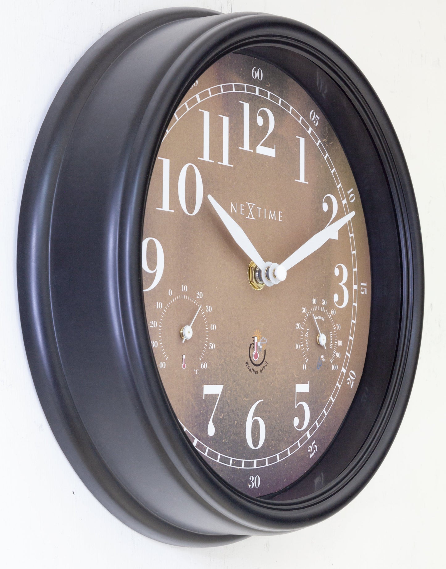 Comnox - Weatherstation - Wandklok met Thermometer en Hygrometer - Comfort & Veiligheid - 23,5 cm - Black/Brown - Outdoor timer