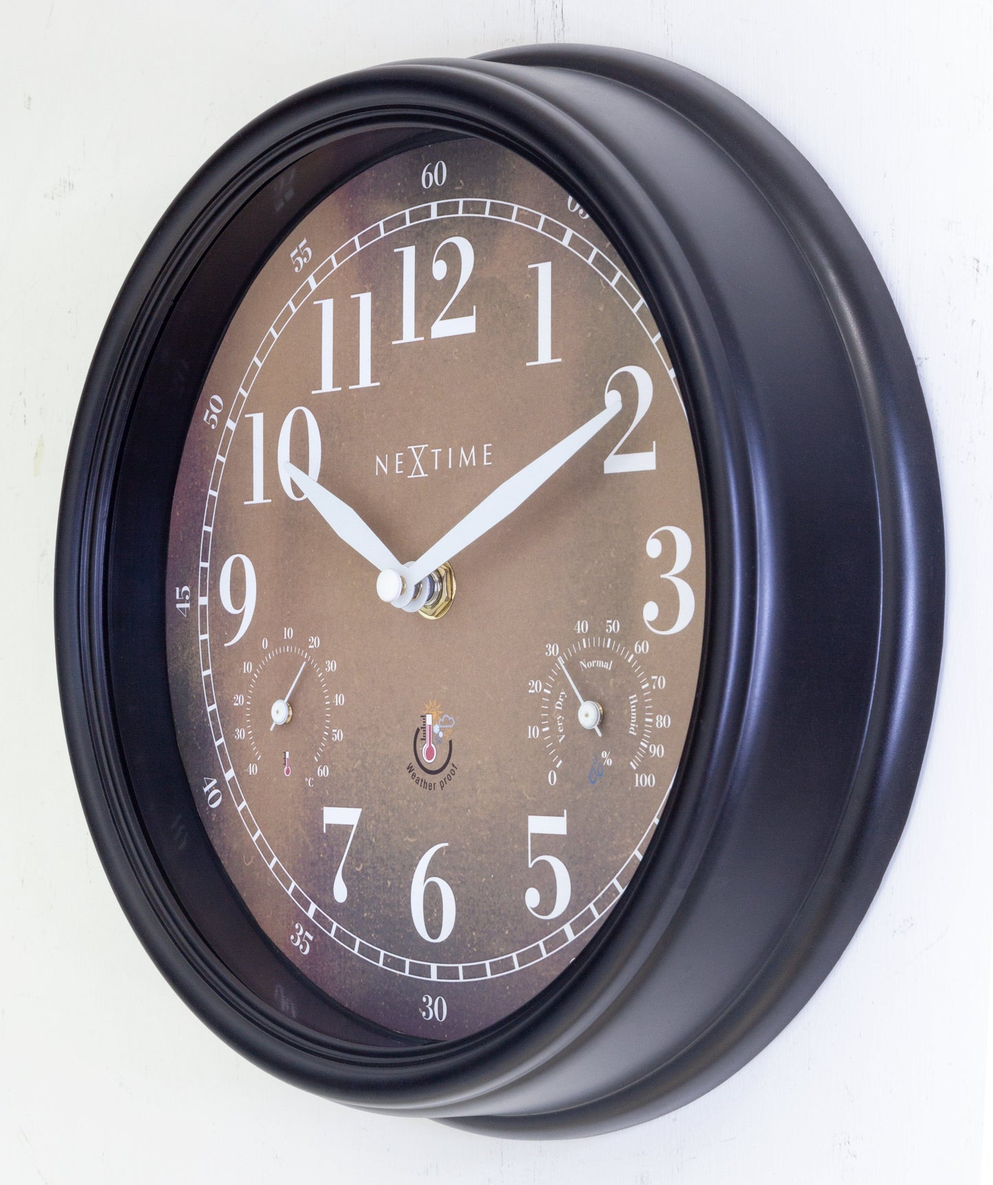 Comnox - Weatherstation - Wandklok met Thermometer en Hygrometer - Comfort & Veiligheid - 23,5 cm - Black/Brown - Outdoor timer