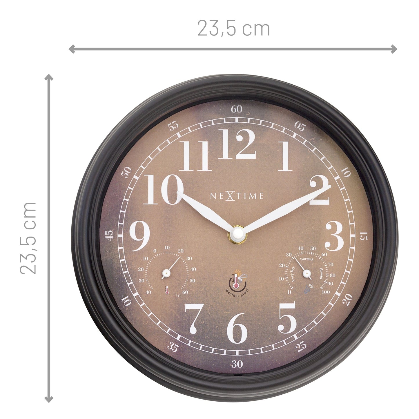 Comnox - Weatherstation - Wandklok met Thermometer en Hygrometer - Comfort & Veiligheid - 23,5 cm - Black/Brown - Outdoor timer