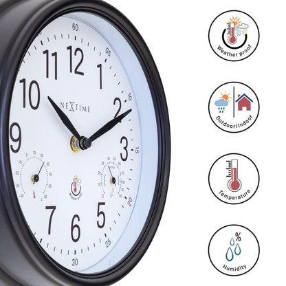 NeXtime Jasmine - Weerstation Wandklok - Weatherproof - 23.5 cm