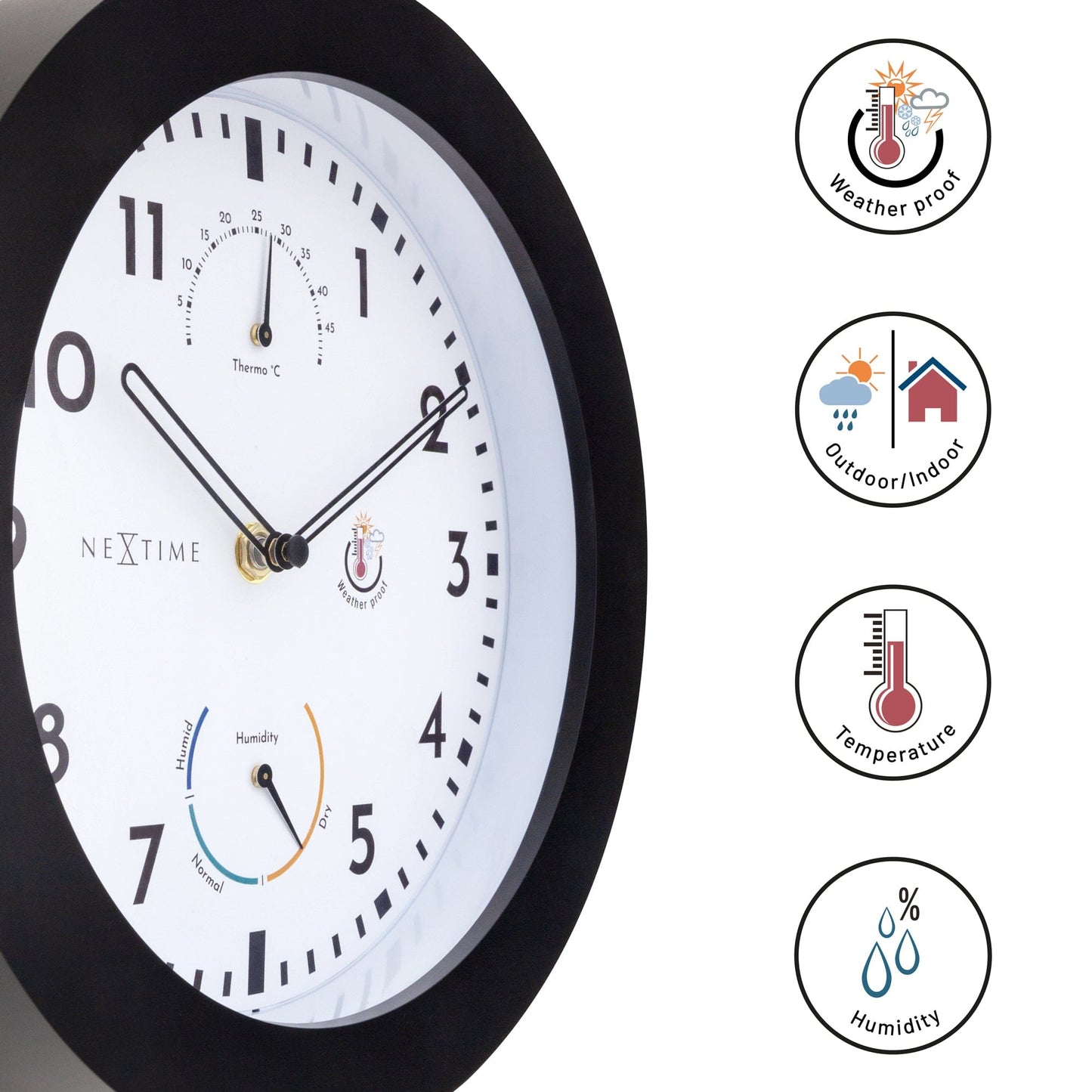 NeXtime Daisy - Weerstation en wandklok - 25,5 cm