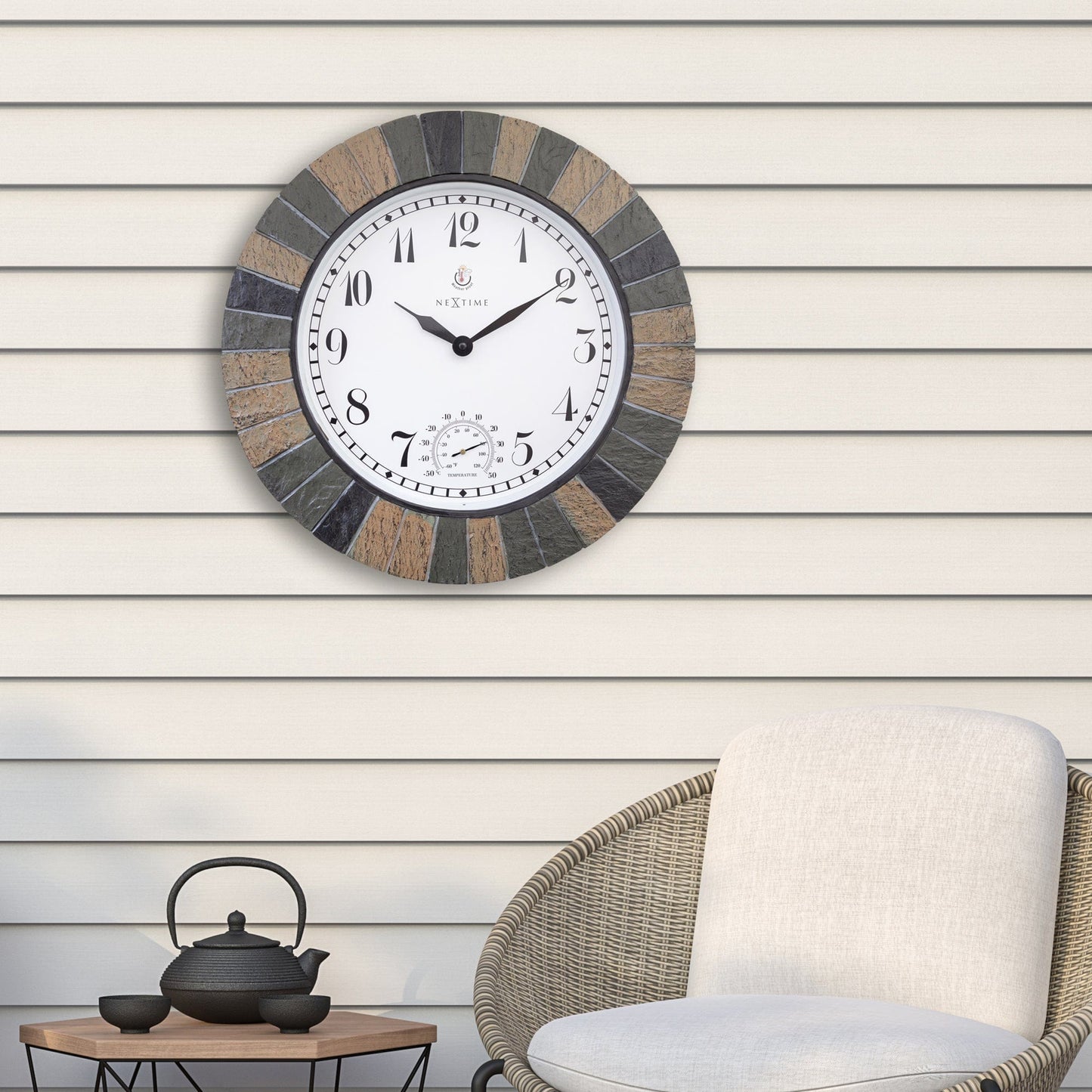 NeXtime Aster Large - Buitenklok met thermometer - 43,5 cm