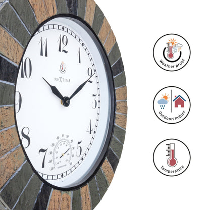 NeXtime Aster Large - Buitenklok met thermometer - 43,5 cm