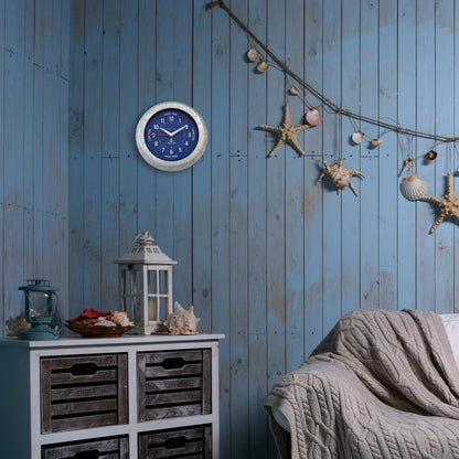 NeXtime Tide Wandklok - Getijdenindicatie - 22cm Zilver/Blauw
