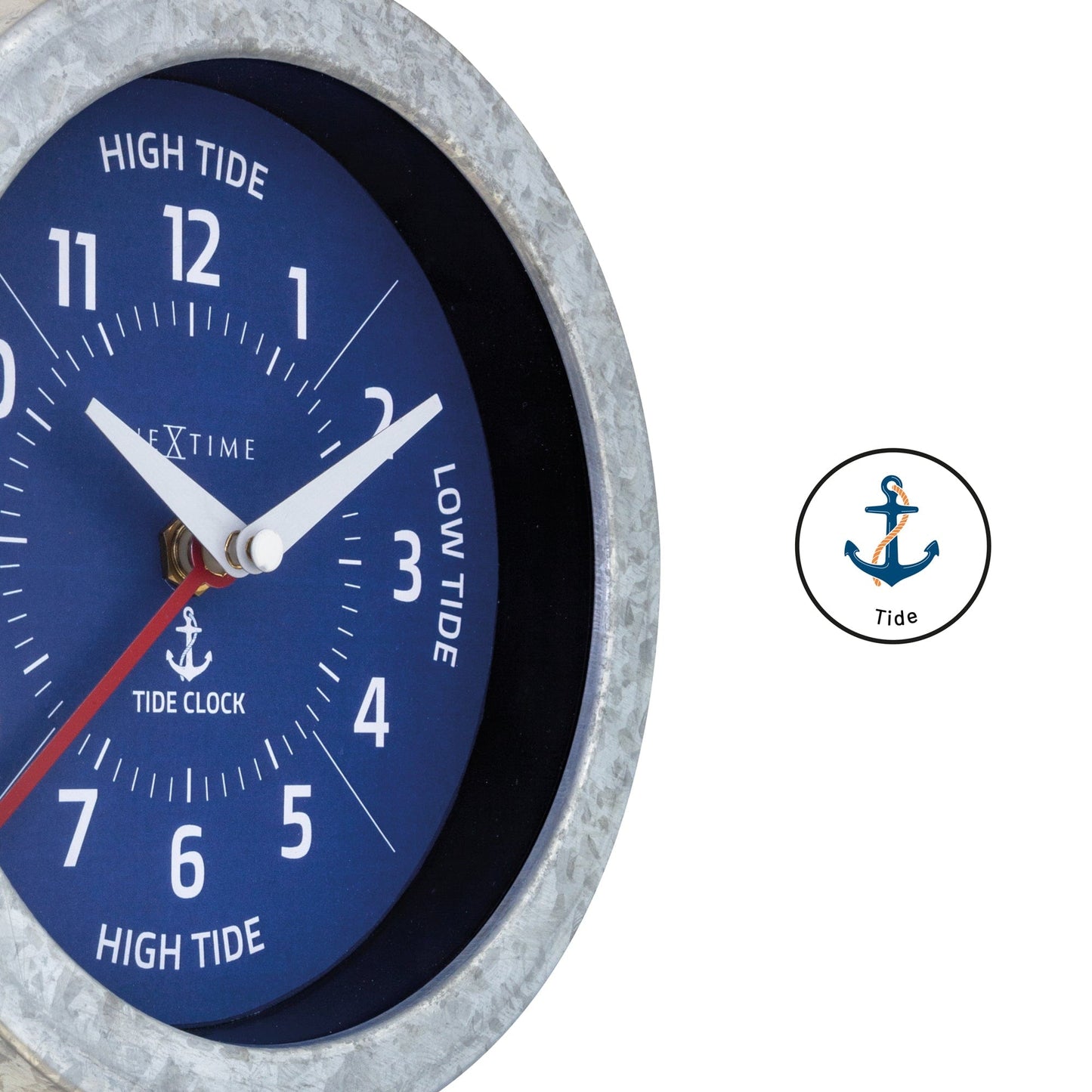 NeXtime Tide Wandklok - Getijdenindicatie - 22cm Zilver/Blauw