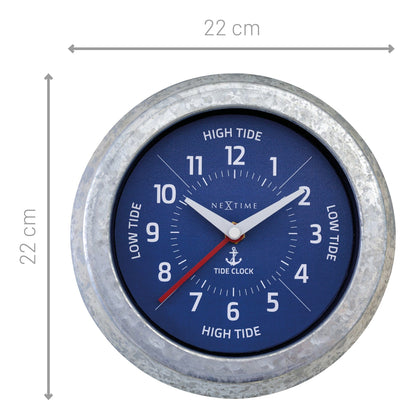 NeXtime Tide Wandklok - Getijdenindicatie - 22cm Zilver/Blauw