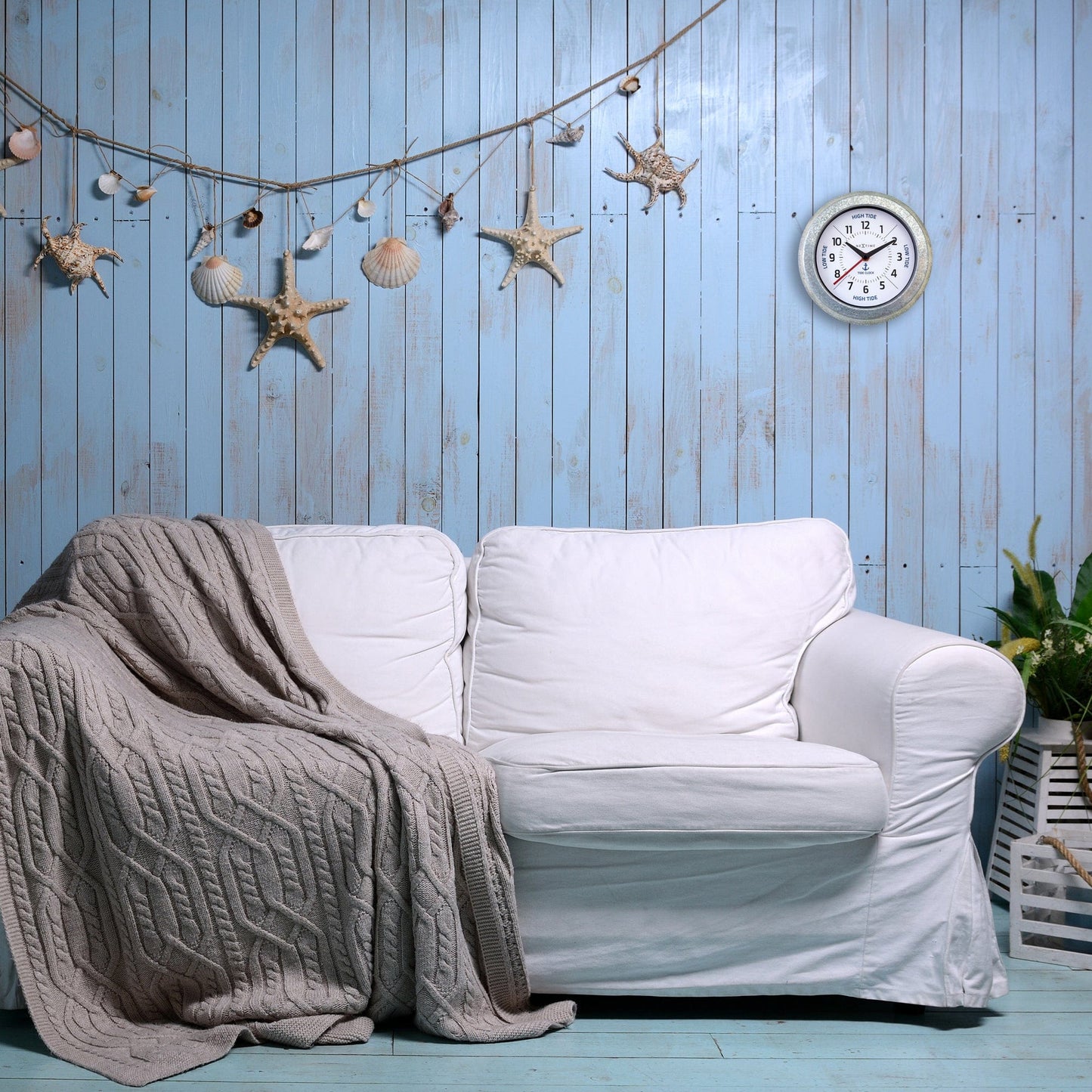 NeXtime Tide Wandklok - Getijdenindicatie - 22cm Zilver/Blauw