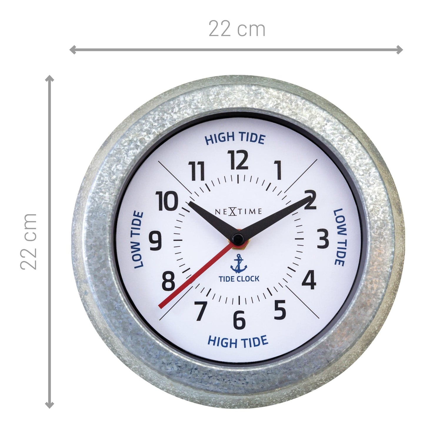 NeXtime Tide Wandklok - Getijdenindicatie - 22cm Zilver/Blauw