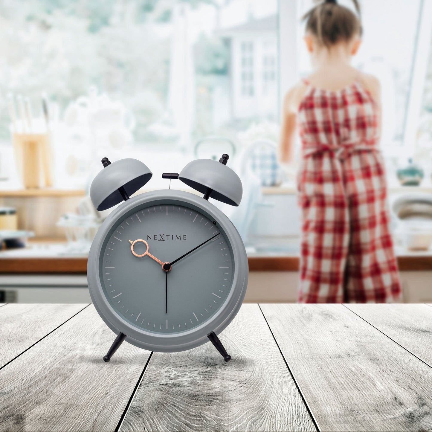NeXtime Golden Hour - Stille Tafelwekker met Nachtlicht - Metaal