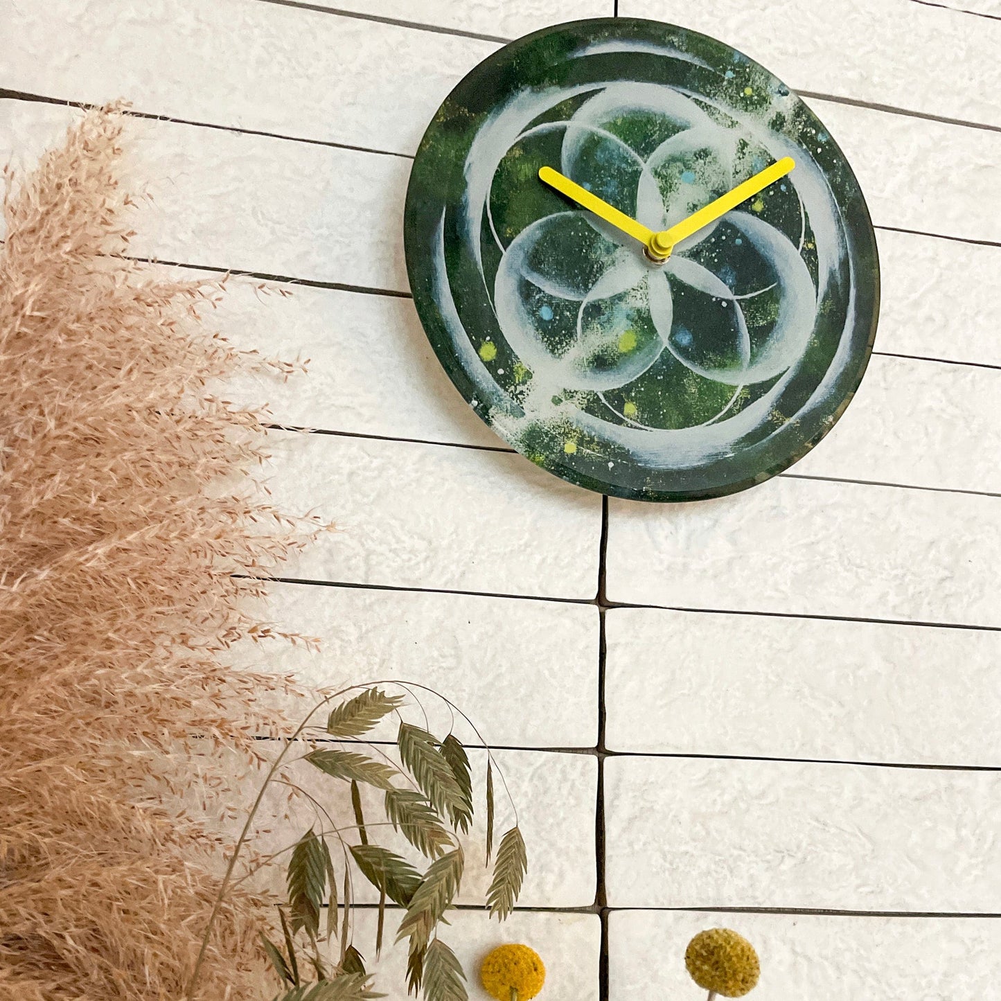 NeXtime Cosmo Table - Stille designklok met kosmisch patroon - 20cm Groen