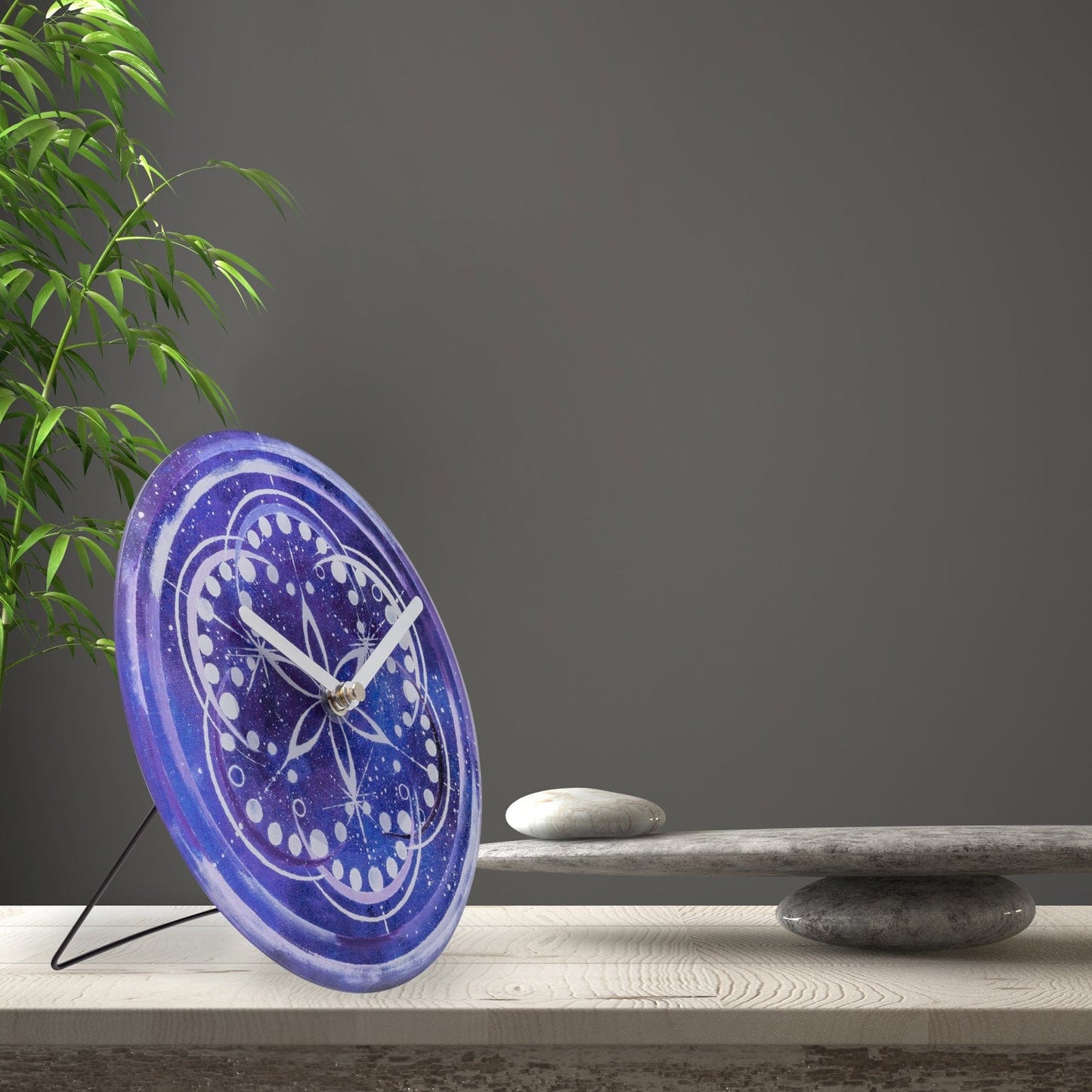 NeXtime Cosmo Table - Stille klok met kosmisch design - 20cm Indigo