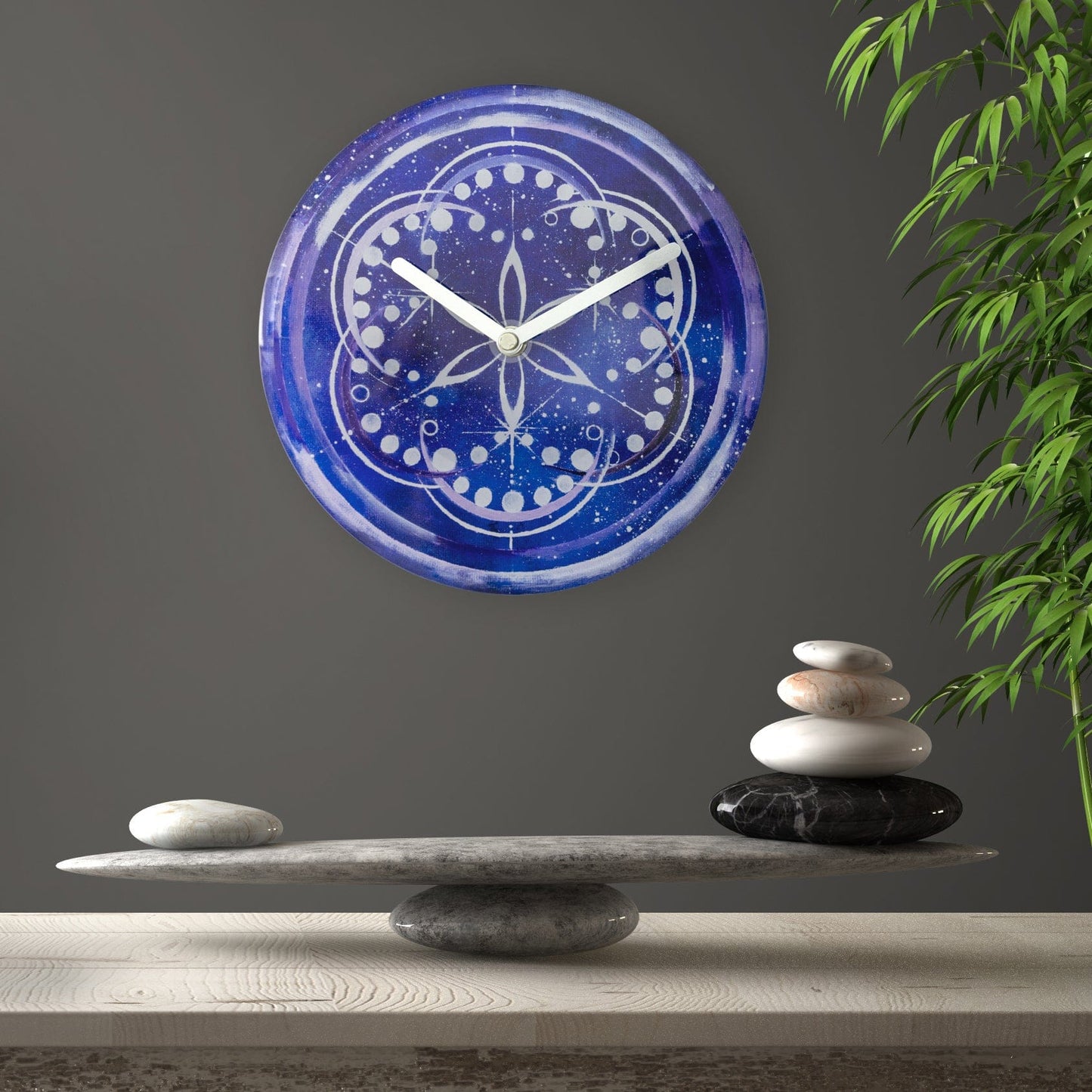 NeXtime Cosmo Table - Stille klok met kosmisch design - 20cm Indigo